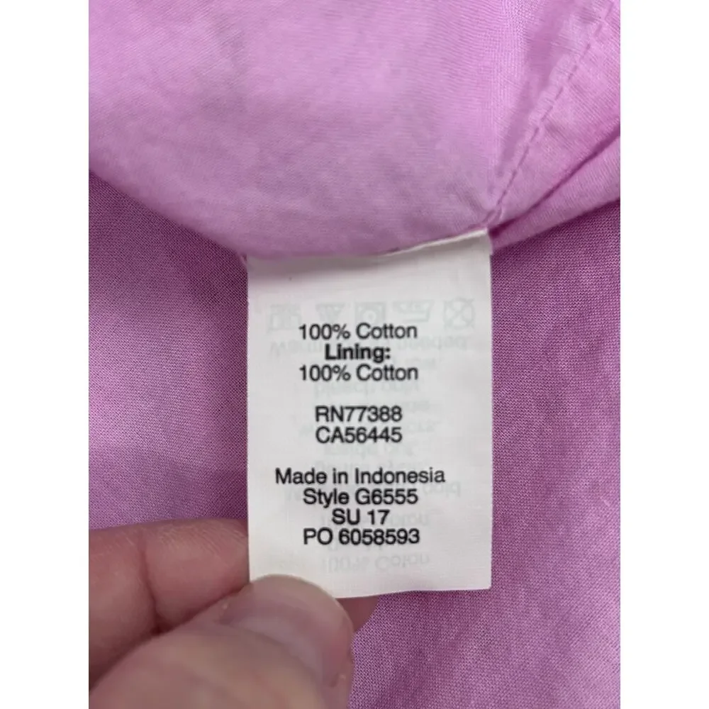 J.Crew Pink Eyelet Lace Short Sleeve Round Neck Cotton Boxy Fit Top Blouse Sz 2